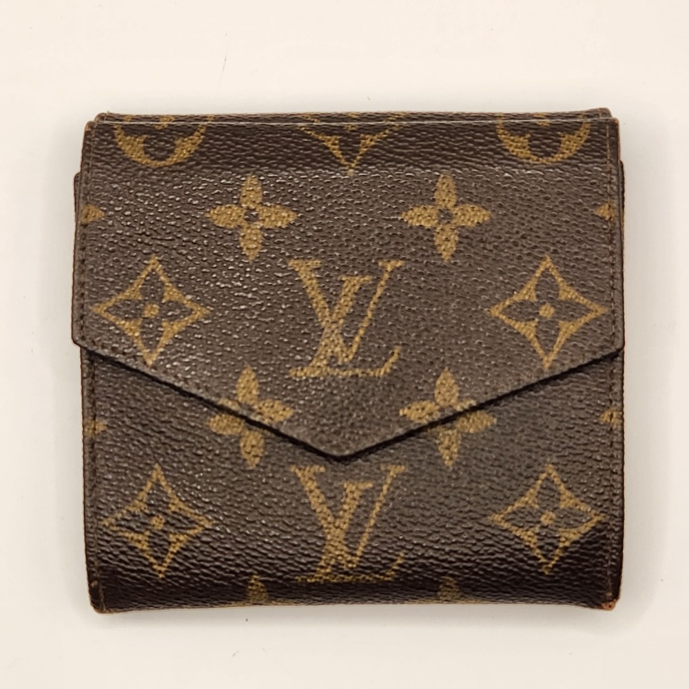 Auth Louis Vuitton Monogram Helene Wallet Compact Trifold Brown Canvas Vintage